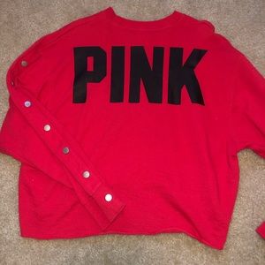 PINK SNAP SWEATER